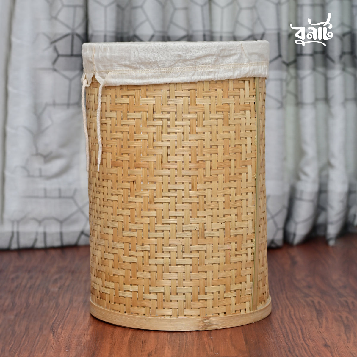 Bamboo Round Laundry Basket With Lid & Inner Cover