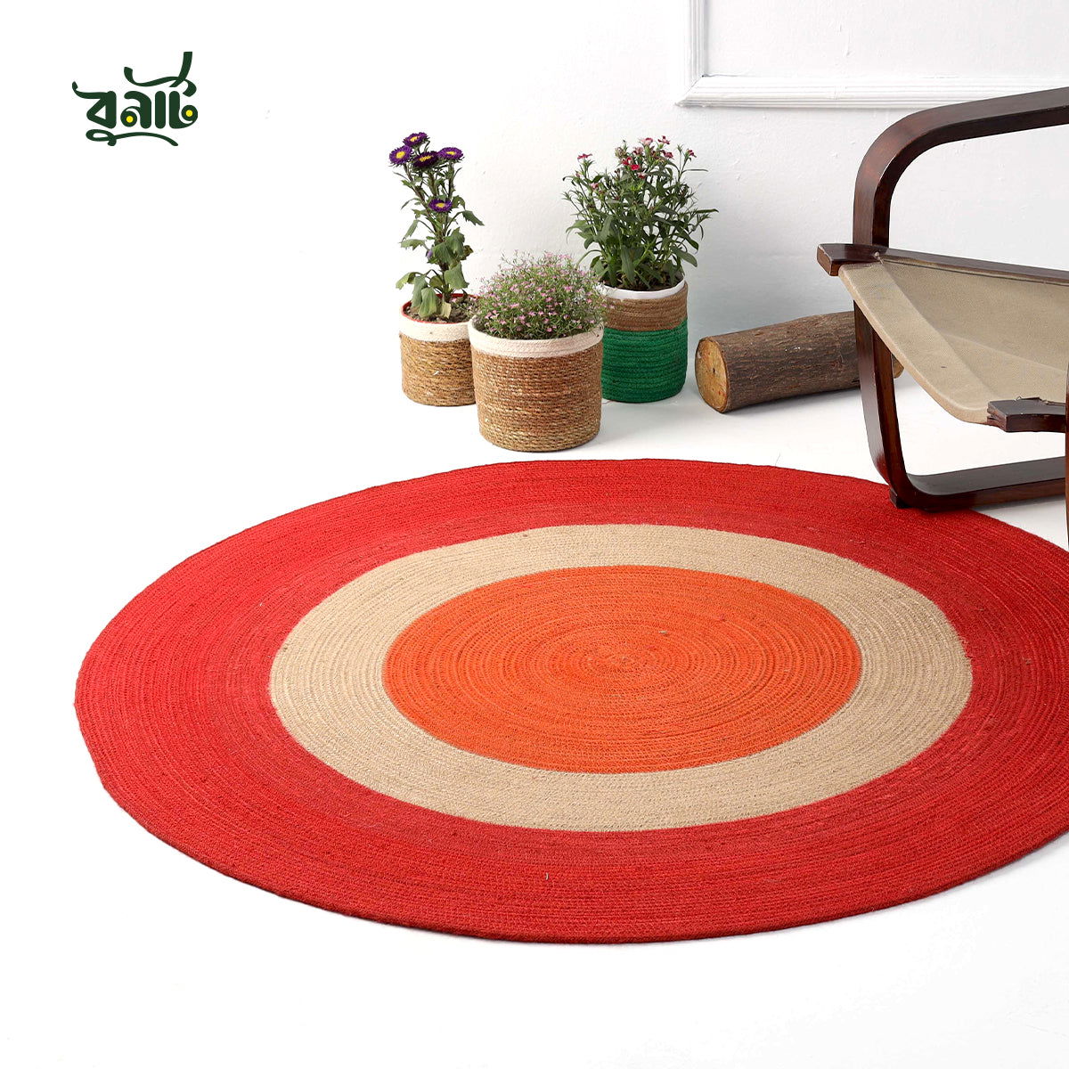 Red & Orange Handmade Jute Rugs - Bonart