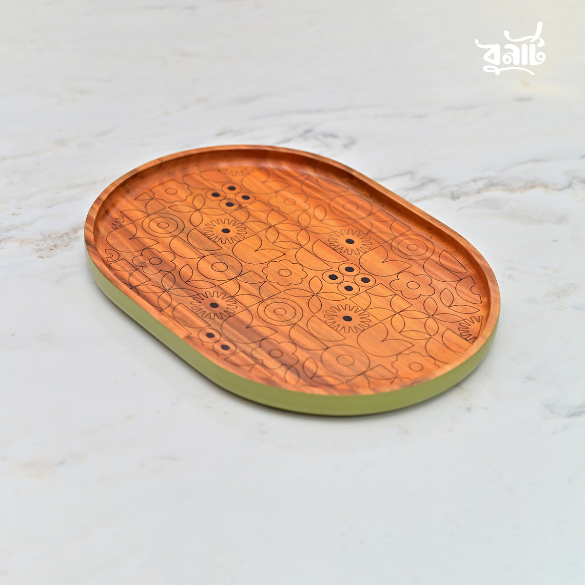 Elegant Wooden Tray with Laser Printed